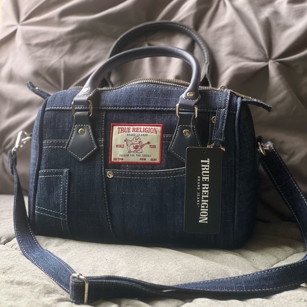 True Religion Dark Blue Denim crossover bag